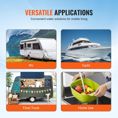 12V Diaphragm Pump, 1.8 GPM (6.81 L/min), 3-Chamber 12 Volt DC Water Pump with Automatic Pressure Switch 2.7-6.9 bar(40-100 PSI) Adjustable, 4 bar(60 PSI), 12.7mm(1/2") MNPT Port, for RV Yacht Food Truck Camper Marine