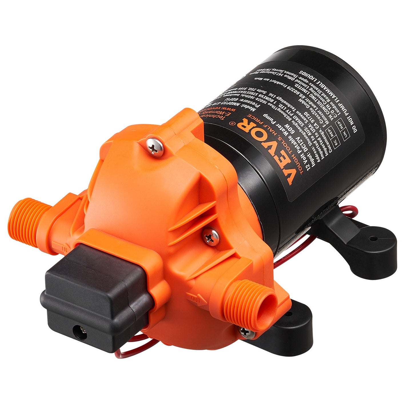 12V Diaphragm Pump, 1.8 GPM (6.81 L/min), 3-Chamber 12 Volt DC Water Pump with Automatic Pressure Switch 2.7-6.9 bar(40-100 PSI) Adjustable, 4 bar(60 PSI), 12.7mm(1/2") MNPT Port, for RV Yacht Food Truck Camper Marine