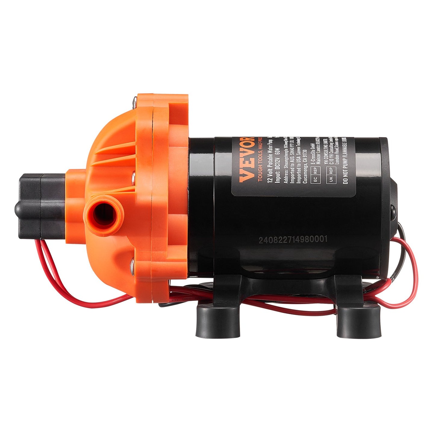 12V Diaphragm Pump, 1.8 GPM (6.81 L/min), 3-Chamber 12 Volt DC Water Pump with Automatic Pressure Switch 2.7-6.9 bar(40-100 PSI) Adjustable, 4 bar(60 PSI), 12.7mm(1/2") MNPT Port, for RV Yacht Food Truck Camper Marine