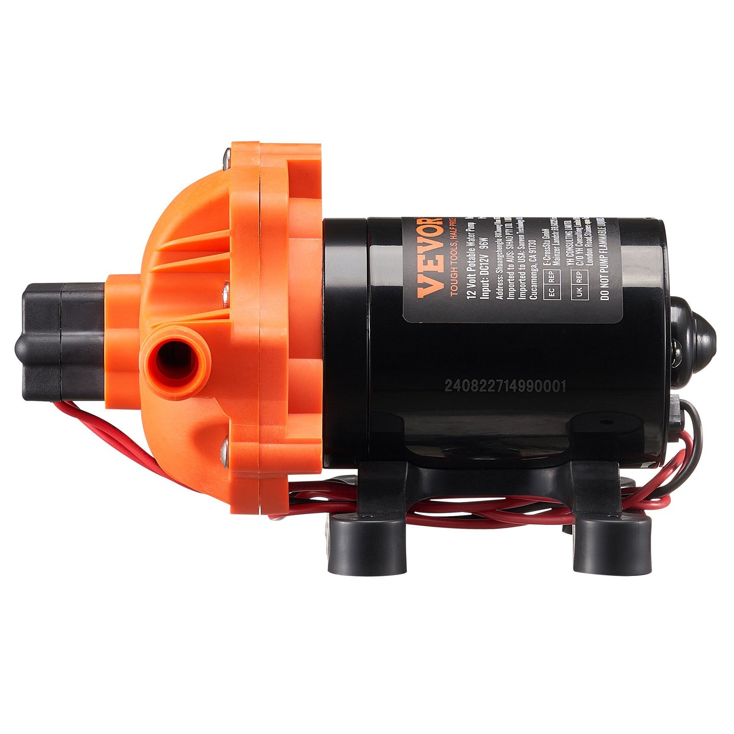 12V Diaphragm Pump, 3 GPM (11.36 L/min), 3-Chamber 12 Volt DC Water Pump with Automatic Pressure Switch 2.7-6.9 bar(40-100 PSI) Adjustable, 3.4 bar(50 PSI), 12.7mm(1/2") MNPT Port, for RV Yacht Food Truck Camper Marine