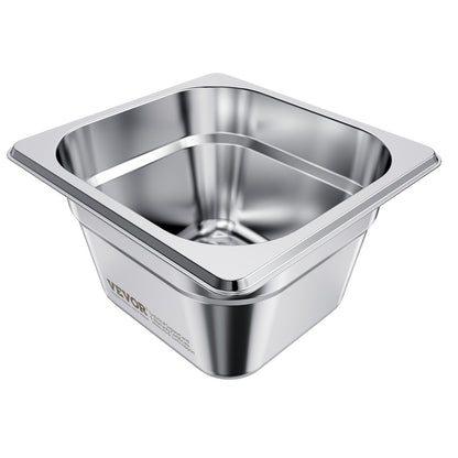 Dampfgarbehälter aus Edelstahl, 1/6 Größe x 100 mm tief, 1,7 l Tischdampfgarbehälter, wiederverwendbar, rostfrei, mit Antihaftbeschichtung, für Gastronomiebedarf, Catering, Zuhause, Partys, Restaurants, Hotels, Buffets, 6er-Pack