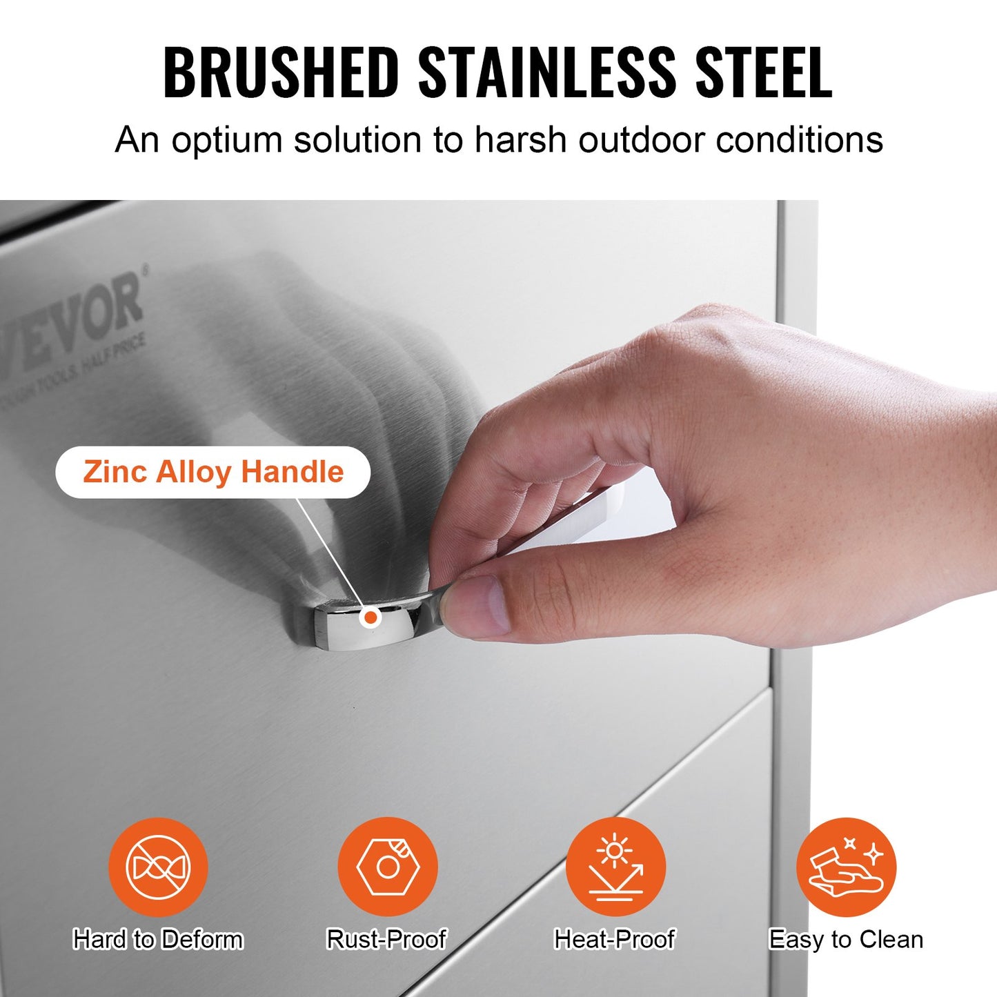 Outdoor Kitchen Drawers 18W x 20.6H x 12.7D Inch, Flush Mount Double BBQ Drawers Stainless Steel with Handle, BBQ Island Drawers for Outdoor Kitchens or Patio Grill Station