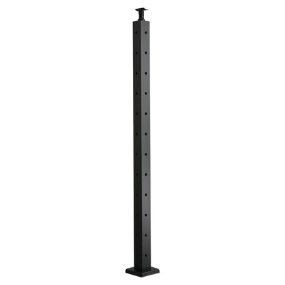 Cable Railing Post, 42x2x2 Inch Corner Railing Post, with L-Shaped Pre-Drilled Holes, Stainless Steel Cable Rail Post with Horizontal and Curved Bracket, 1-Pack, Black, 1JZLGZXHS1065S1EW001V0
