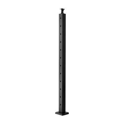 Cable Railing Post, 42x2x2 Inch Stair Railing Post, with Pre-Drilled 30° Angled Holes, Stainless Steel Cable Rail Post with Horizontal and Curved Bracket, 1-Pack, Black, 1JZLGZXHS106W3XAA001V0