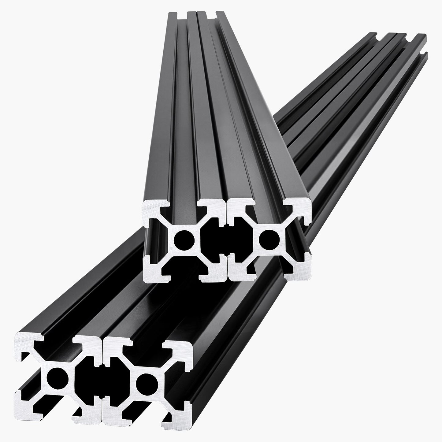 4PCS 47.2 in (1200mm) T Slot 2020 Aluminum Extrusion Profile, European Standard Anodized Linear Rail, High-Strength Extruded Aluminum Rail for 3D Printer, CNC Machine DIY, Laser Engraving, Black