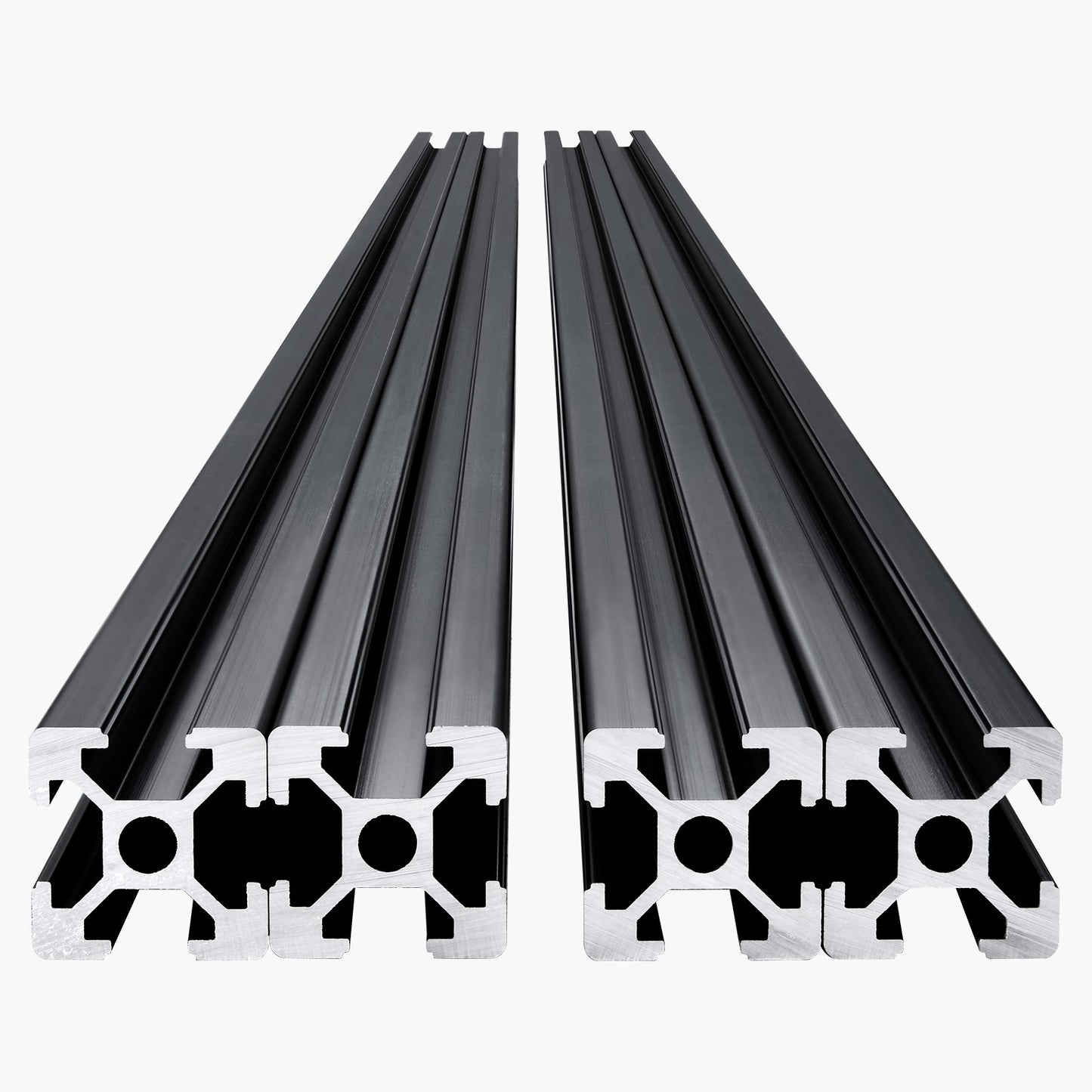 4PCS 47.2 in (1200mm) T Slot 2020 Aluminum Extrusion Profile, European Standard Anodized Linear Rail, High-Strength Extruded Aluminum Rail for 3D Printer, CNC Machine DIY, Laser Engraving, Black