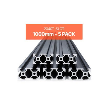 5PCS 39.4 in (1000mm) T Slot 2040 Aluminum Extrusion Profile, European Standard Anodized Linear Rail, High-Strength Extruded Aluminum Rail for 3D Printer, CNC Machine DIY, Laser Engraving, Black