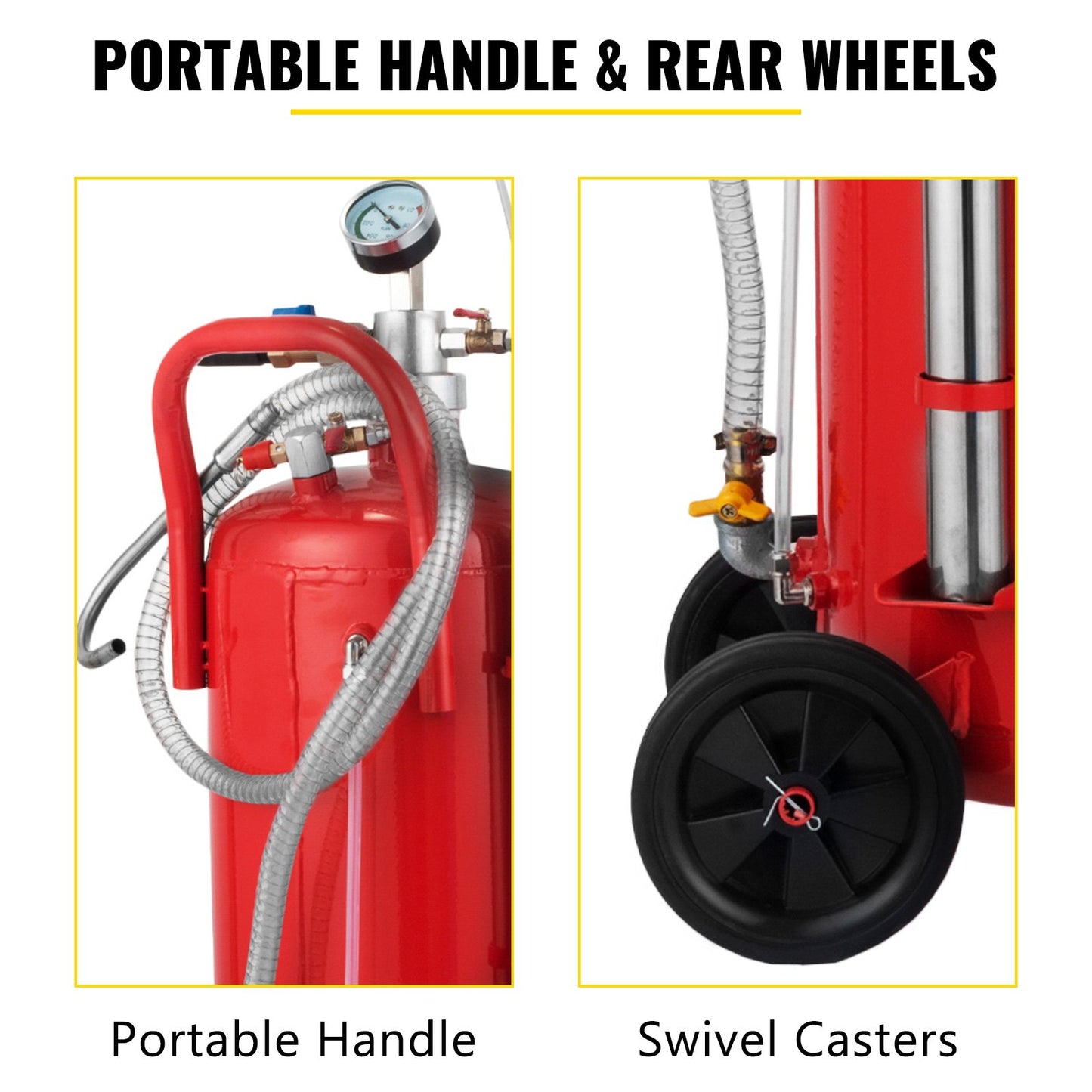 5 Gallon/22.7L Oil Extractor, Portable Air Pneumatic Waste Oil Garage Extractor Drain Draine Tank