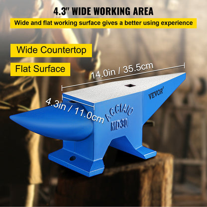 Mophorn Horn Anvil, Steel Anvil Blacksmith Weight 30KG/66.1LBS, Blacksmith Anvil Steel Anvil Round Horn Metal Work Steel Anvil Blacksmith Hardy Hole