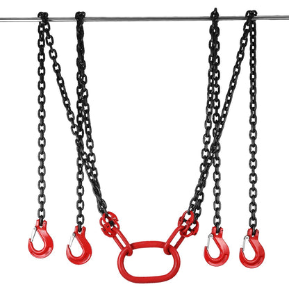 10ft Lifting Chain Sling, 5/16 inch Hanging Lift Chain, 11000lbs Capacity G80 Alloy Steel Engine Chain Hoist Lifts Heavyy Duty 5 Ton with 4 Leg Grab Hooks and Adjuster