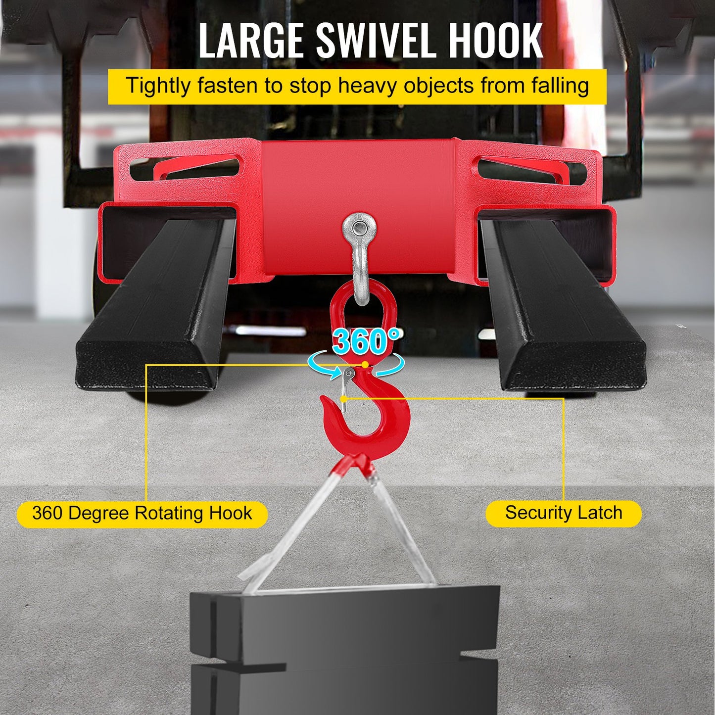 3 Ton Forklift Lifting Hook 6000 LBS/3000KG Capacity Lift Truck Fork Hoist Swivel Hook Mobile Crane Forklift Attachments