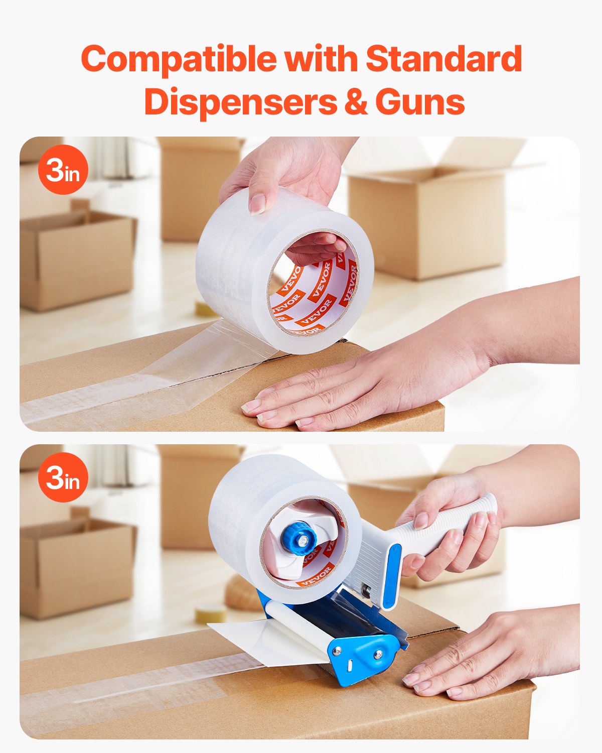 Clear Packing Tape, 3 inches Core, 6 Rolls 3 Inches x 65 Yards Packing Tapes, 2.7 Mil Thick, Heavy Duty Packaging Tape Designed for Moving, Storage and Packing, Shipping and Mailing, Office