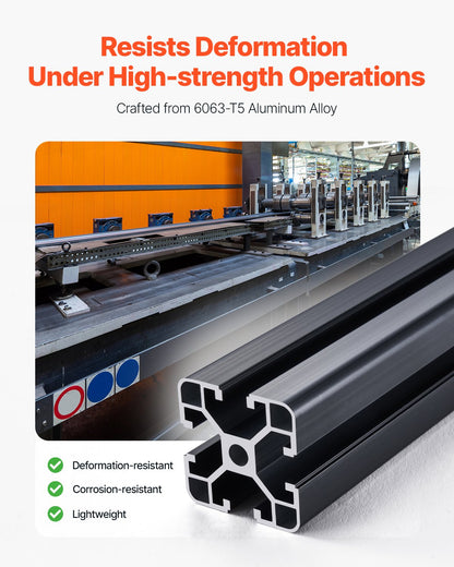 4PCS 23.6 in (600 mm) T Slot 4040 Aluminum Extrusion Profile, European Standard Anodized Linear Rail, High-Strength Extruded Aluminum Rail for 3D Printer, CNC Machine DIY, Laser Engraving, Black