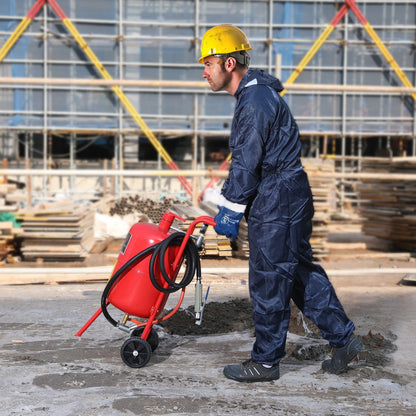 10Gal/40L Sandblaster Equipped with Nozzle Shut-Off Valve Pressure Gauge Ceramic Nozzle 2.5m Hose Filling Funnel Watertrap 6\" Rubber Wheels Grit Power Sand Blasters Portable Sandblasting Equipm