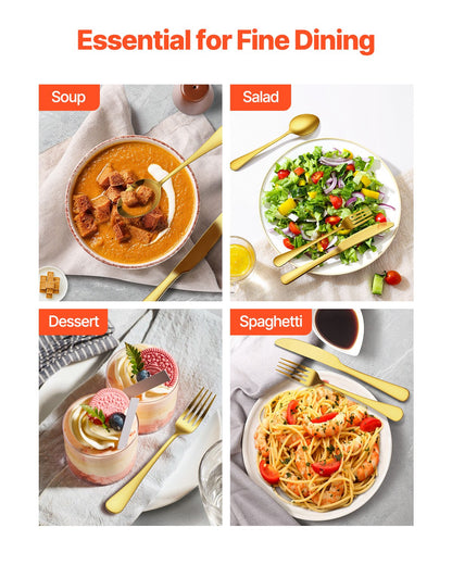 100-teiliges goldenes Silberbesteck-Set, lebensmittelechtes Edelstahl-Besteck für 20 Personen, hochglanzpoliertes Besteckset, spülmaschinenfest, inklusive Messer, Gabel und Löffel