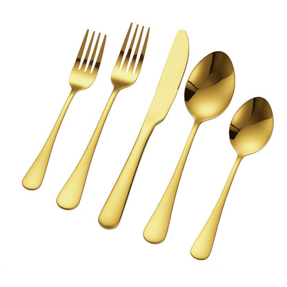100-teiliges goldenes Silberbesteck-Set, lebensmittelechtes Edelstahl-Besteck für 20 Personen, hochglanzpoliertes Besteckset, spülmaschinenfest, inklusive Messer, Gabel und Löffel