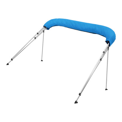 4 Bow Boat Bimini Tops, 600D Polyester Canopy with Aluminum Alloy Frame, Waterproof & Sun Shade Boat Awning Canopy with Storage Bag, 2 Support Poles, 4 Straps, 96"Lx(79"-84")Wx54"H, Pacific Blue