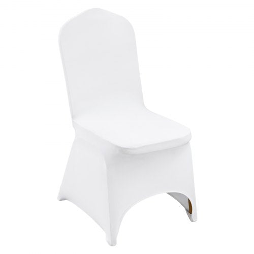Stretch Spandex Folding Chair Covers, Universal Fitted Arched Front Cover, Removable Washable Protective Slipcovers, for Wedding, Holiday, Banquet, Party, Celebration, Dining (50PCS White)