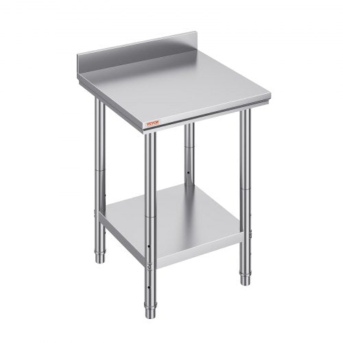Work Table 24 x 24 x 34 Inches NSF Stainless Steel Work Table for Commercial Kitchen Prep Workbench 60X60X88cm with Lower Shelf Work Table Silvery for Commercial Kitchen Restaurant