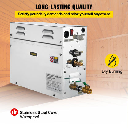 6KW Sauna Bath Steamer with LED Digital Display Steam Bath Generator 6KW Steam Room Generator for Home SPA Steam Generator with Time Control