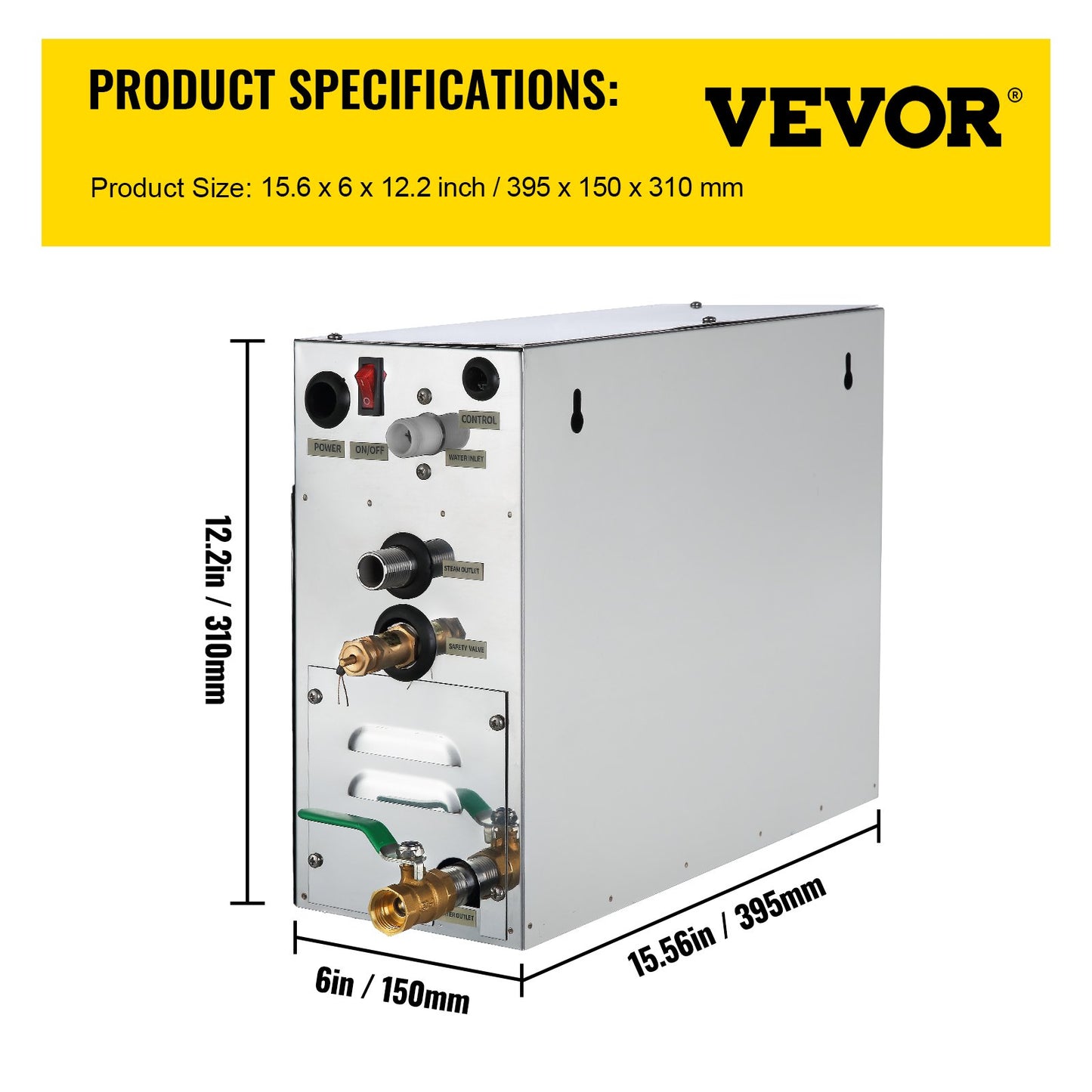 6KW Sauna Bath Steamer with LED Digital Display Steam Bath Generator 6KW Steam Room Generator for Home SPA Steam Generator with Time Control