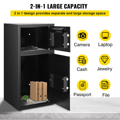74 L Digital Double Door Safe Depository Box Gun Safes Cash Office Security Lock Strong Iron Larger Digital Safe Box