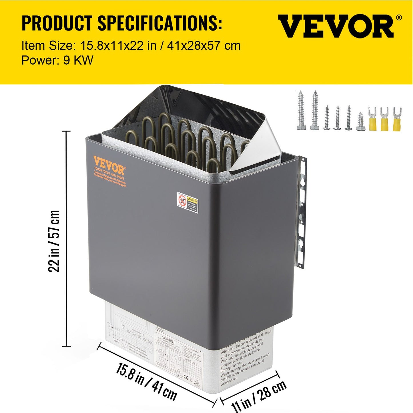 9KW Electric Dry Sauna Heater Stove W/External Controller Stainiless Steel for 9-13m3 Room