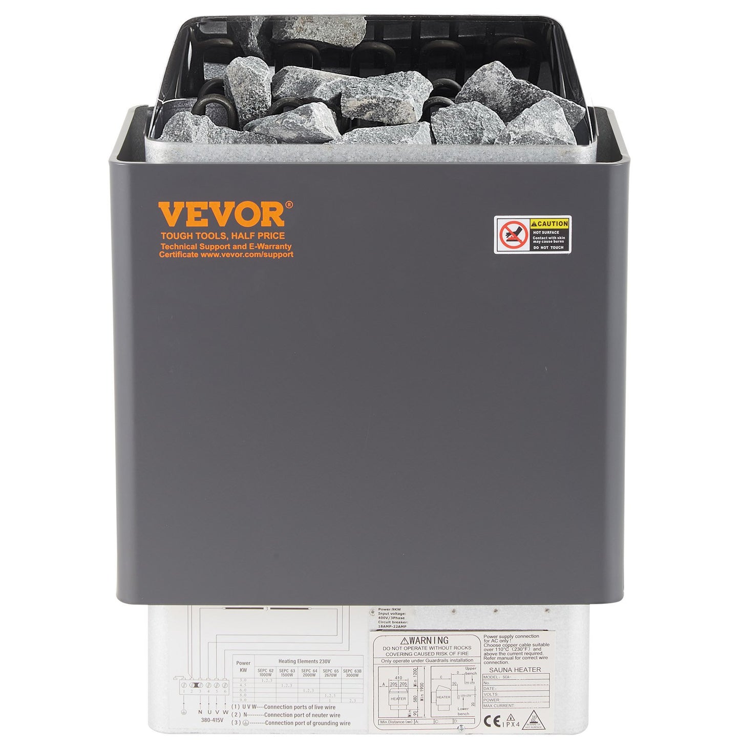 9KW Electric Dry Sauna Heater Stove W/External Controller Stainiless Steel for 9-13m3 Room