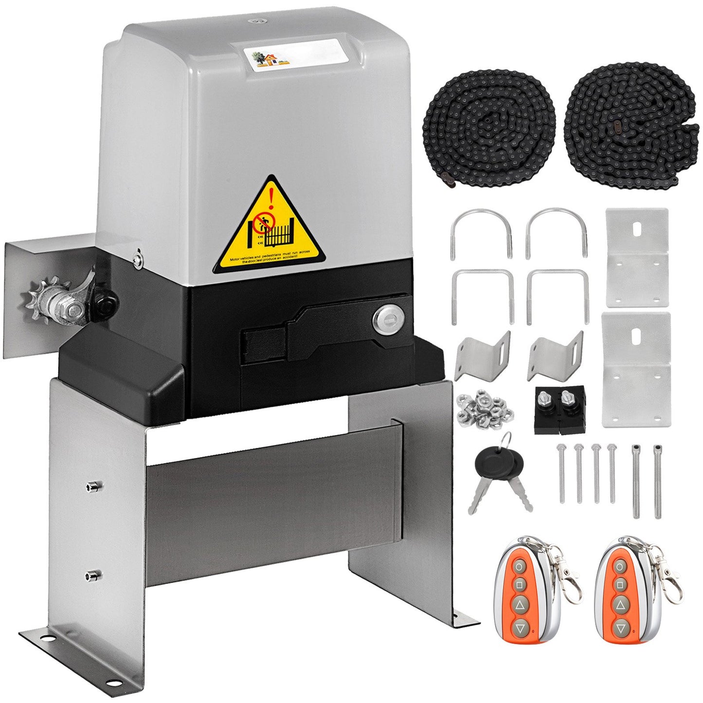 Sliding Gate Opener, AC1400 3100LBS, with 2 Remote Controls, Gate Operator Hardware Kit for Security, Move Speed 43ft Per Min, Electric Rolling Driveway Slide Gate Motor