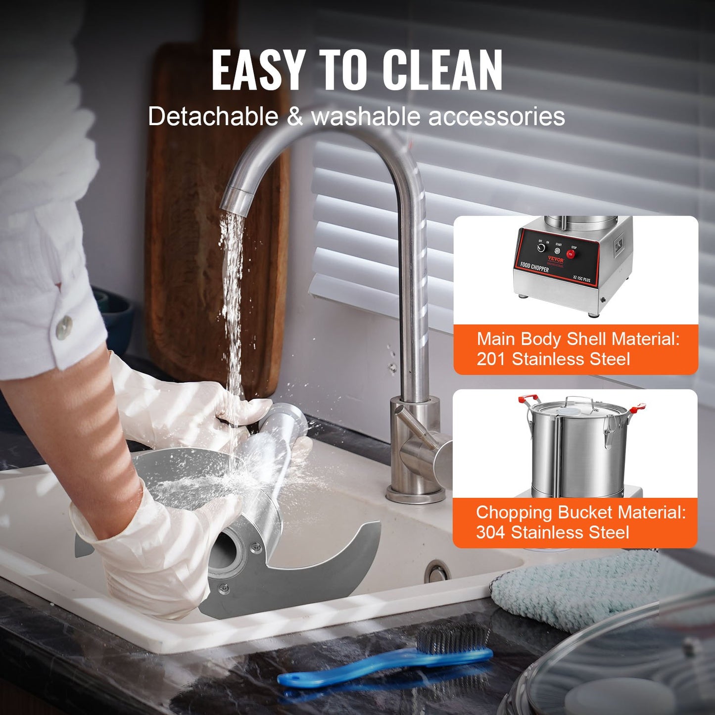 Food Processor & Vegetable Chopper, 16 Quart, 1400W Food-Grade Stainless Steel Food Processor Chopper with 2 Extra S-Curve Blades, Multifunctional for Chopping Vegetables, Meat, Grains, Nuts