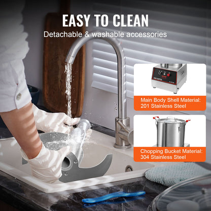 Food Processor & Vegetable Chopper, 16 Quart, 1400W Food-Grade Stainless Steel Food Processor Chopper with 2 Extra S-Curve Blades, Multifunctional for Chopping Vegetables, Meat, Grains, Nuts