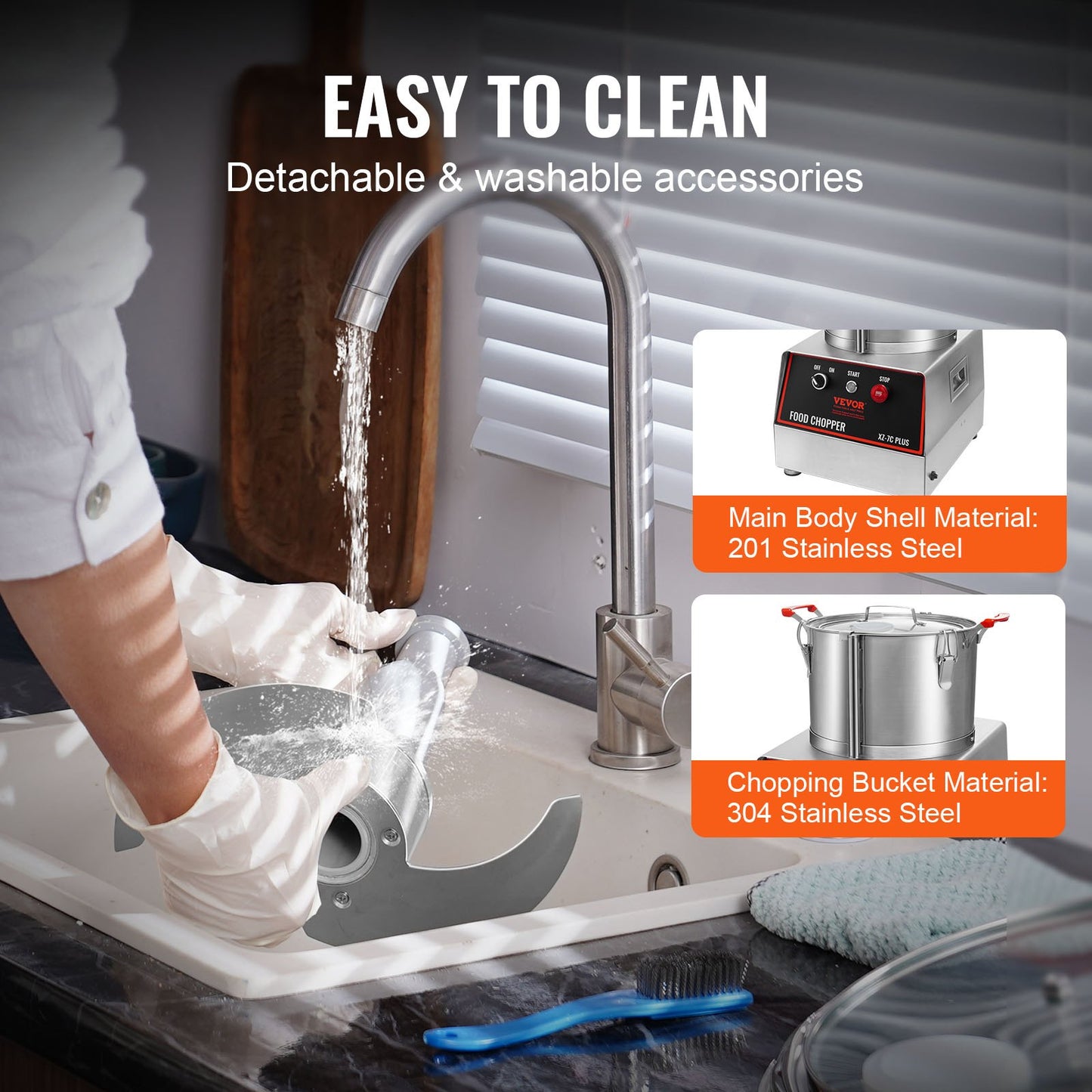 Food Processor & Vegetable Chopper, 7 Quart Bowl, 750W Food-Grade Stainless Steel Food Processor Chopper with 2 Extra S-Curve Blades, Multifunctional for Chopping Vegetables, Meat, Grains, Nuts