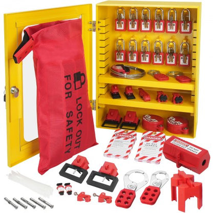 Electrical Lockout Tagout Kit, 59 PCS Safety Lockout Tagout Station With Padlocks, Hasps, Tags, Ties, Plug Lockout, Circuit Breaker Lockouts, Valve Lockouts, Cable Lockout, Lockout Bag, Box