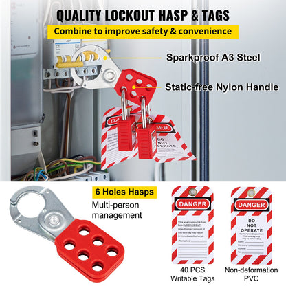 58 PCS Lockout Tagout Kits, Electrical Safety Loto Kit Includes Padlocks, Lockout Station, Hasp, Tags & Zip Ties, Lockout Tagout Safety Tools for Industrial, Electric Power, Machinery