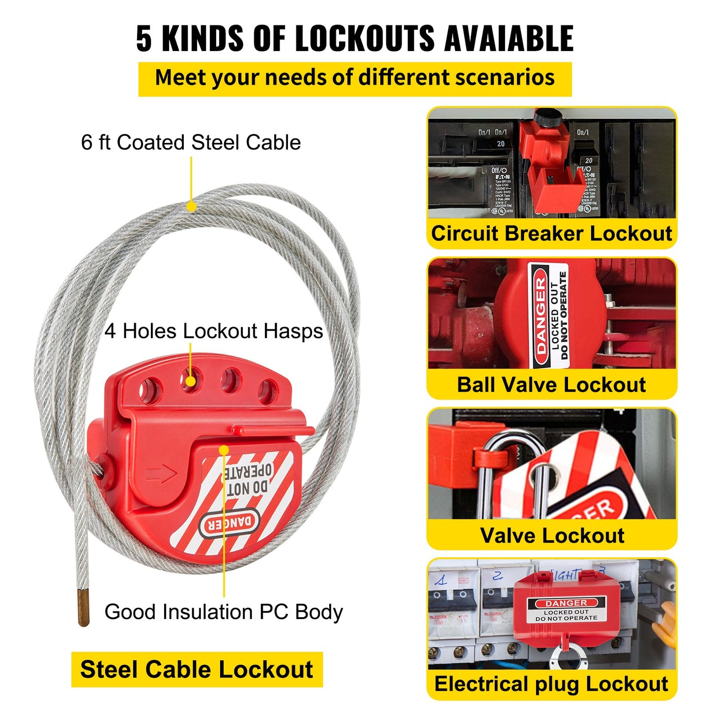 42 PCS Lockout Tagout Kits, Electrical Safety Loto Kit Includes Padlocks, 5 Kinds of Lockouts, Hasps, Tags & Ties, Box, Lockout Safety Tools for Electrical Risk Removal in Industrial, Machinery