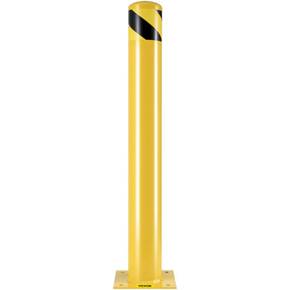 Safety Bollard Safety Barrier Bollard 4-1/2" OD 36" Height Yellow Powder Coat Pipe Steel Safety Barrier with 4 Free Anchor Bolts for Traffic-Sensitive Area