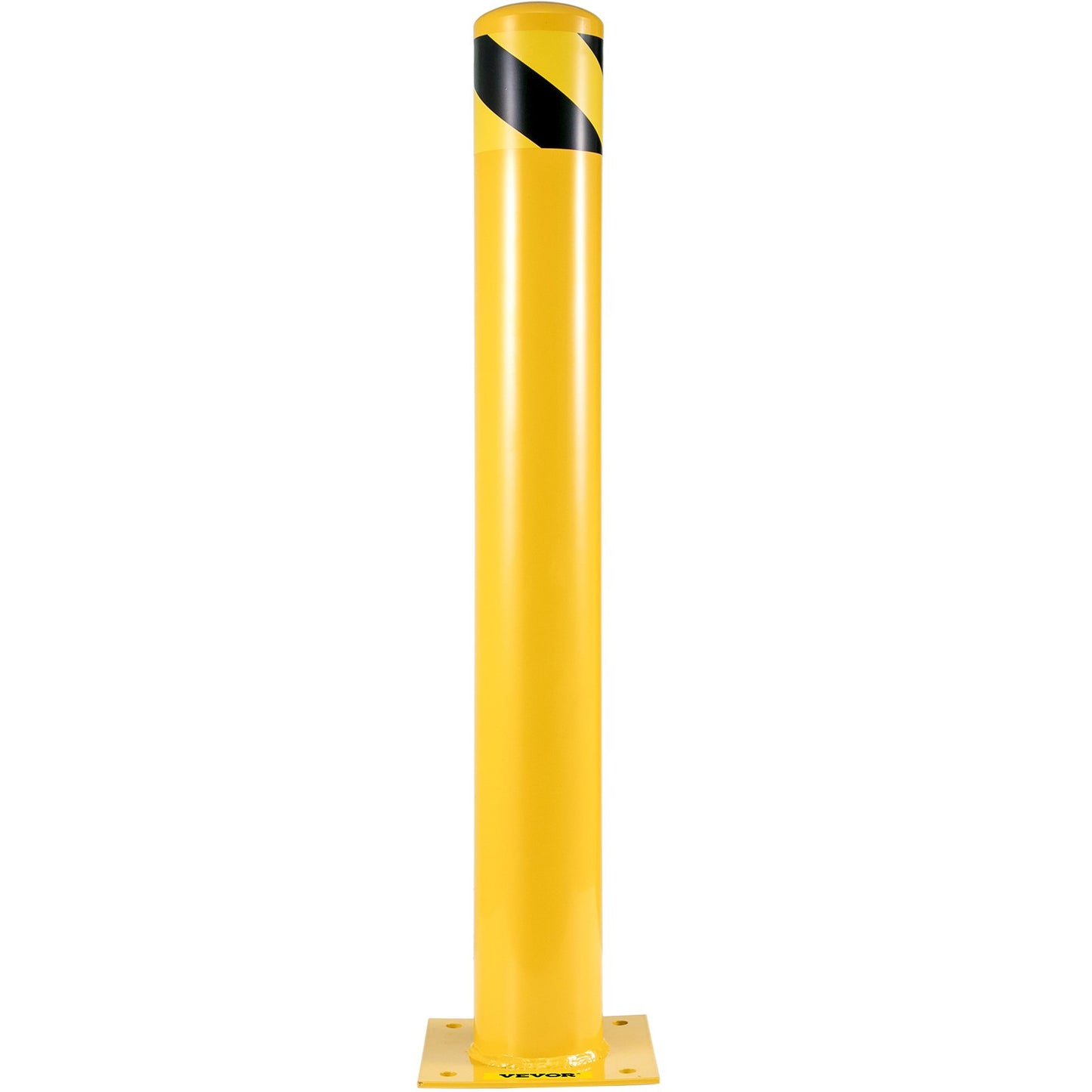 Safety Bollard, 36 Inch Height Bollard Post, 5.5 Inch Diameter Steel Pipe Safety Bollard Post, Yellow Steel Bollard, Steel Safety Bollard with 8 Anchor Bolts, Perfect for Traffic-Sensitive Area