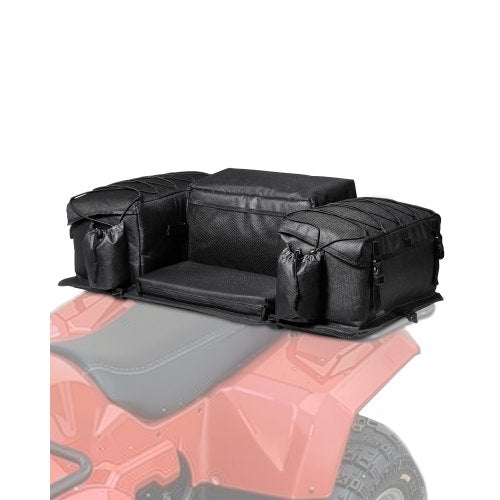 ATV Rear Storage Bag, 50L ATV Rear Cargo Bag with Sponge Seat Cushion & Bottle Holder, 600D Oxford Cloth Rear Seat Gear Bag Fit Most ATVs with Rear Rack, Compatible with ATV, UTV, Can-Am Vehicle