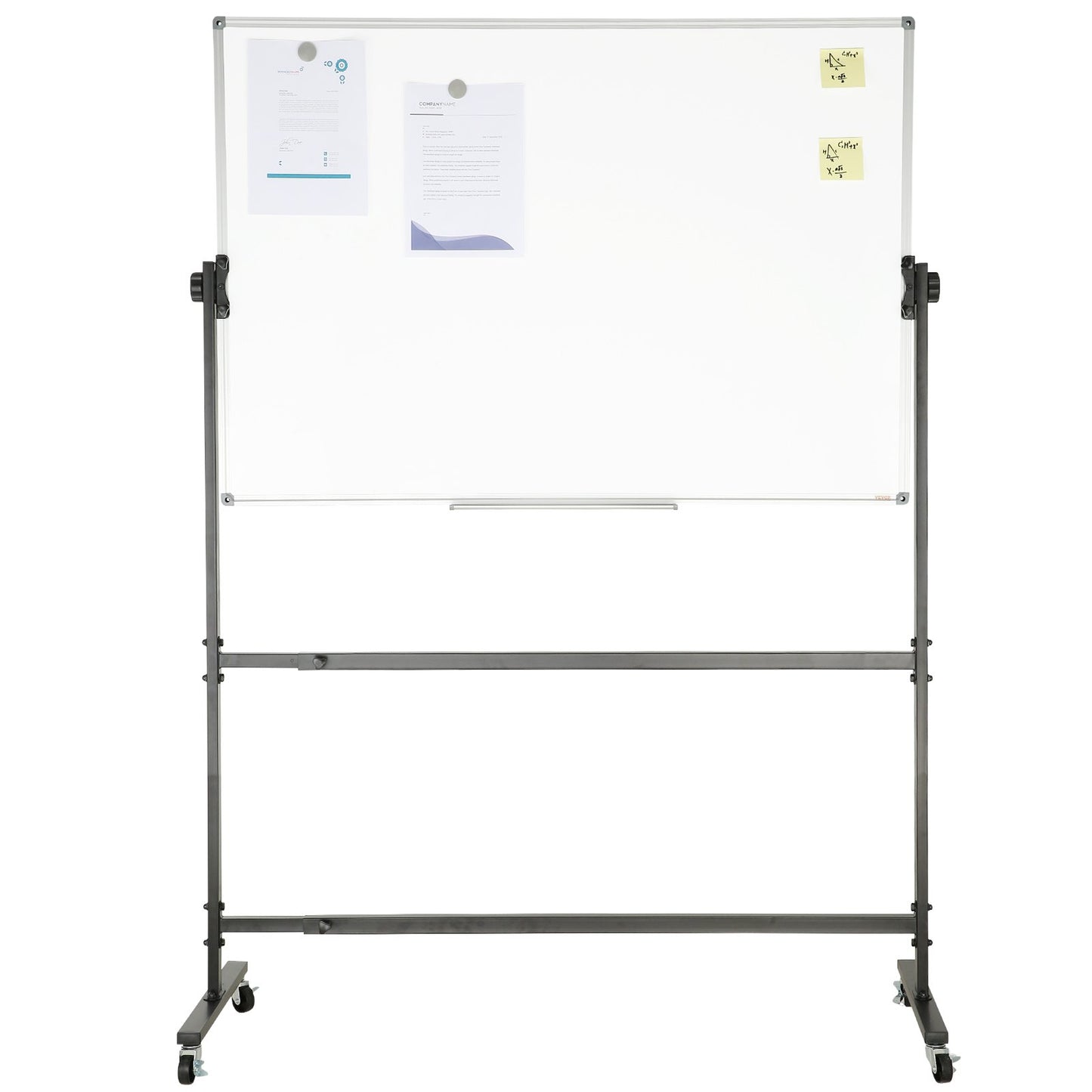 Rollbares Whiteboard, 122 x 81 cm, doppelseitig, magnetisch, 360° drehbar, höhenverstellbar, mit Rollen und verschiebbarer Ablage für Büro und Schule
