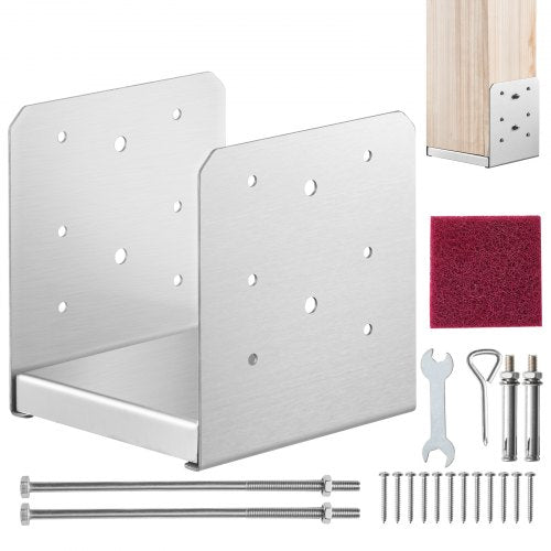 152.4x152.4 Post Base, 1Pcs Stainless Steel Adjustable Post Anchor Bracket(Internal 150 x 139.7), Adjustable Post Base for Pavilion Deck Porch Handrail Railing Support Decorative Anchor Plate