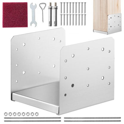 203.2x203.2mm Post Base, 1Pcs Stainless Steel Adjustable Post Anchor Bracket(Internal 198 x 185), Adjustable Post Base for Pavilion Deck Porch Handrail Railing Support Decorative Anchor Plate