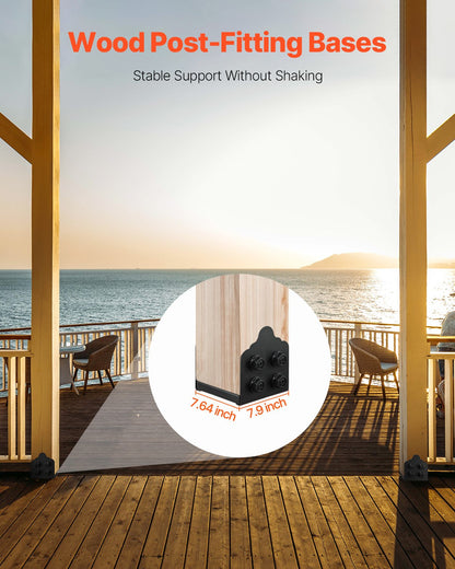 8x8 Post Base 2 Pcs, Inner Size 7.9x7.5 inch / 200x190 mm Post Brackets, Heavy Duty Carbon Steel Decking Posts, Wood Posts Brackets for Pavilion Deck Railing Support Deck Base Plate, Black