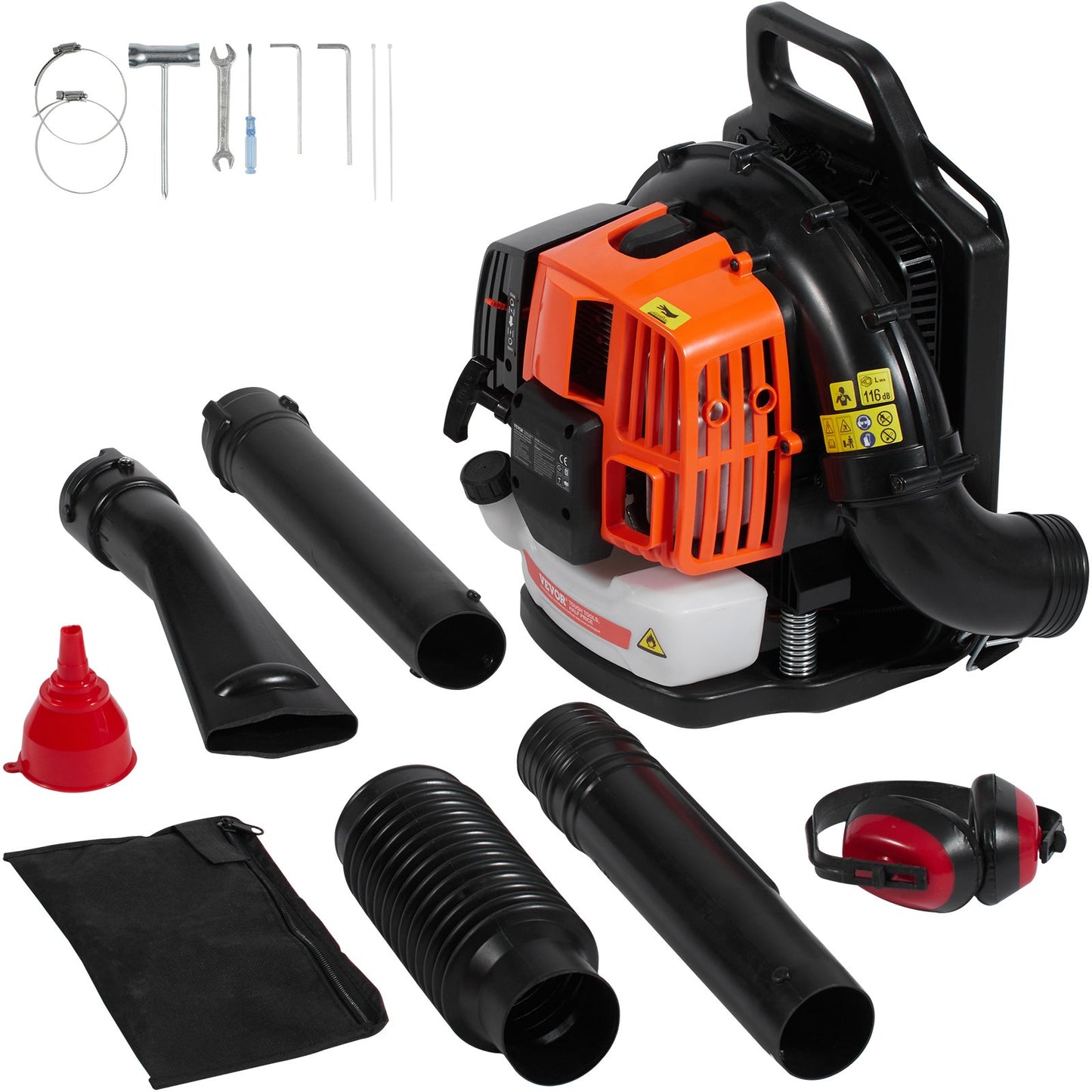 Backpack Leaf Blower, 63CC 2-Cycle Gas Leaf Blower with 1.89L Fuel Tank, 1110CFM Air Volume 220MPH Speed, Ideal for Lawn Care, Leaf Cleaning, and Snow Removal