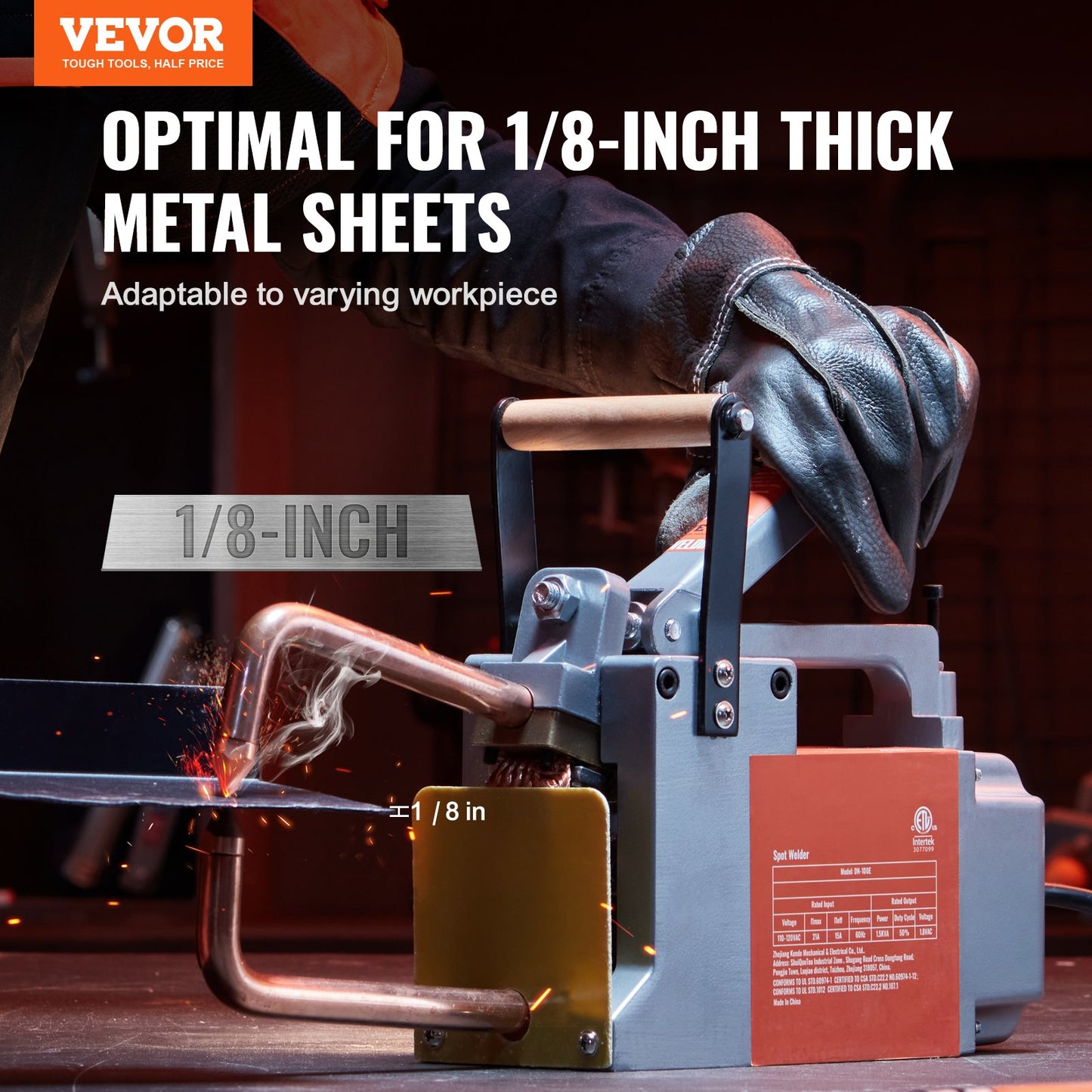 Portable Spot Welder, 1/8-inch Thick Spot Welder Machine with 1.5KVA Input Capacity, Handheld Welding Tip Gun Metal Sheet Spot Welding Machine for Carbon Steel, Stainless Steel, Aluminum Sheet