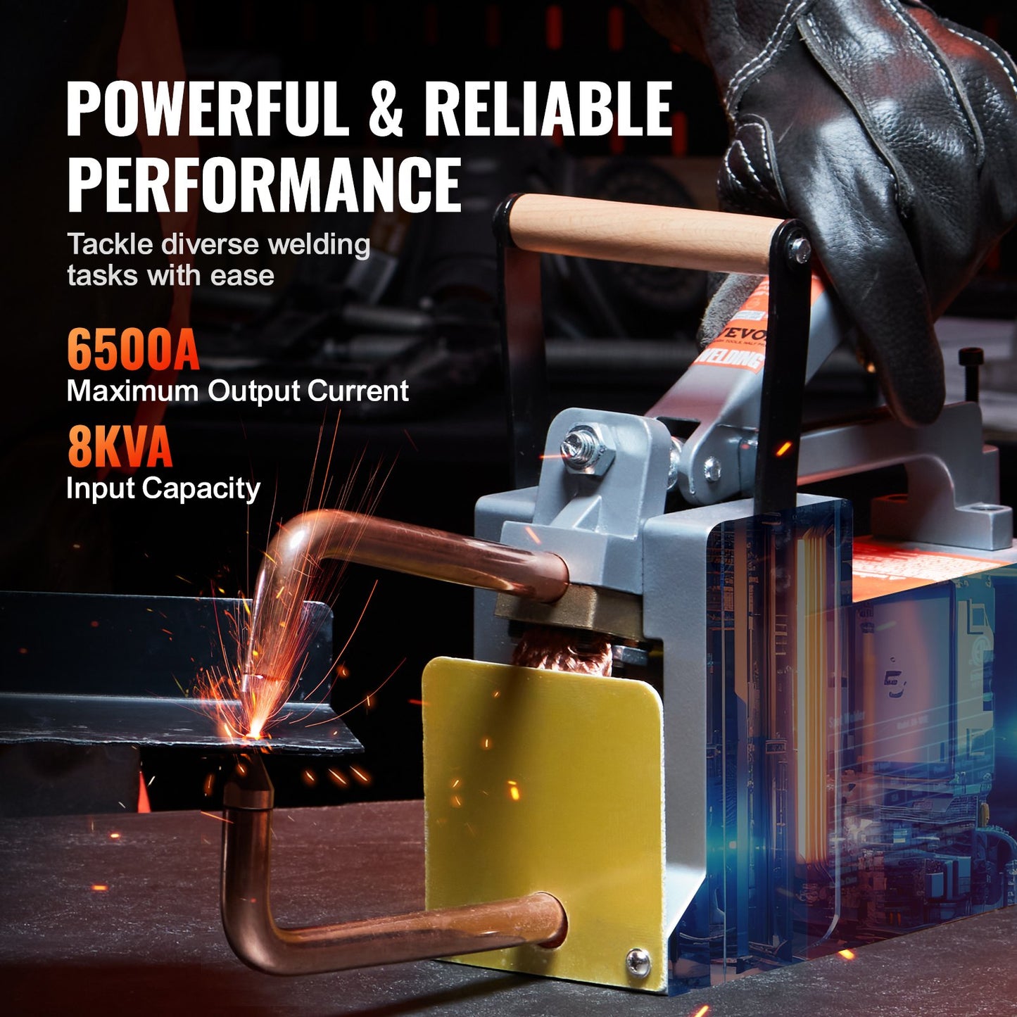 Portable Spot Welder, 1/8-inch Thick Spot Welder Machine with 1.5KVA Input Capacity, Handheld Welding Tip Gun Metal Sheet Spot Welding Machine for Carbon Steel, Stainless Steel, Aluminum Sheet