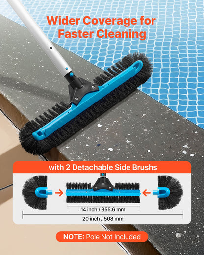 Pool Brush Head, 508 mm Scrub Brushes with Nylon Bristles and Aluminum Pole Connector, Heavy Duty Curved Brush Head for Cleaning Inground/Above Ground Swimming Pool Walls, Pole Not Included