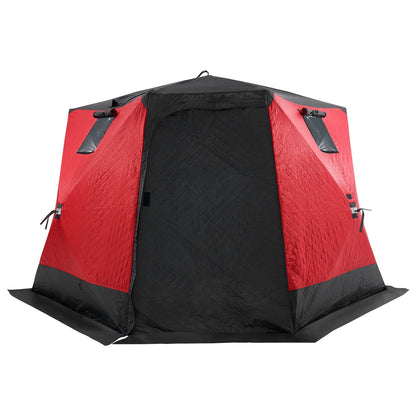 Portable Ice Shelter, 4-6 Person Insulated Pop-Up Ice Fishing Tent, 50 Square Feet Fishable Area, Thermal Ice Shanty for Winter Fishing, Ice Cube with Anchors, Ropes, Carrying Bag, 130"x130"