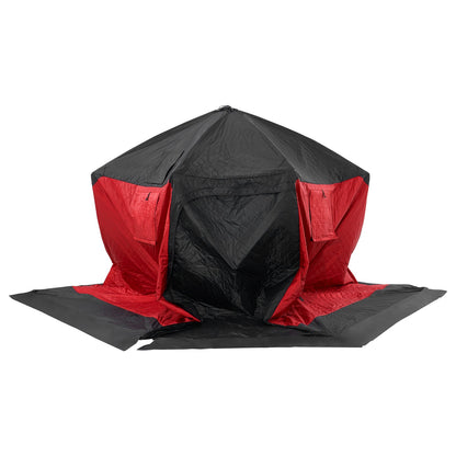 Portable Ice Shelter, 4-6 Person Insulated Pop-Up Ice Fishing Tent, 50 Square Feet Fishable Area, Thermal Ice Shanty for Winter Fishing, Ice Cube with Anchors, Ropes, Carrying Bag, 130"x130"