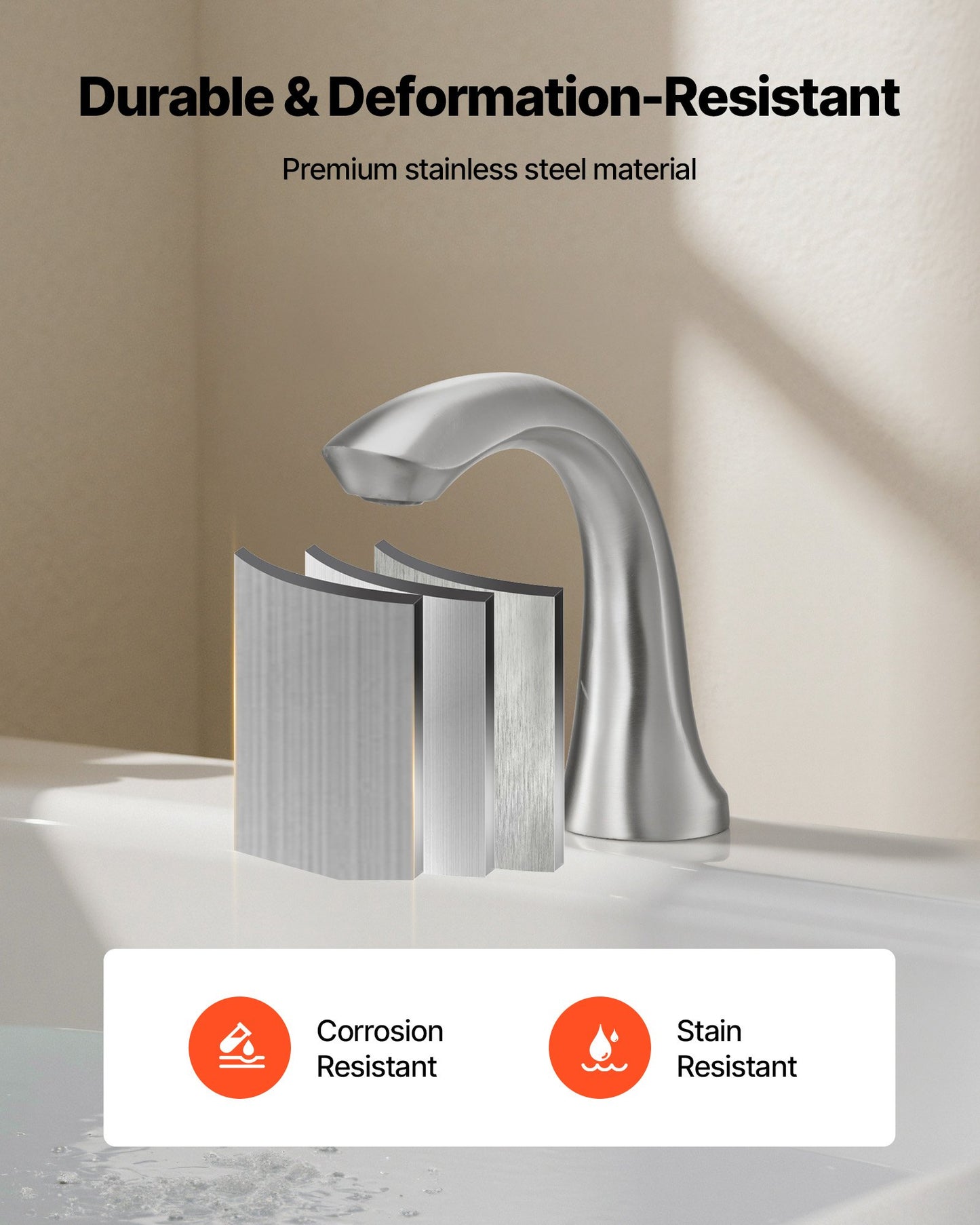 Roman Tub Faucet, 3 Hole Waterfall Bathtub Faucet, Gooseneck Bath Tubs Faucets Set with 2 Handles, Deck Mount Bath Tub Faucets Set for Baby Care, Adult Bathing, Brushed Stainless Steel, High Arc