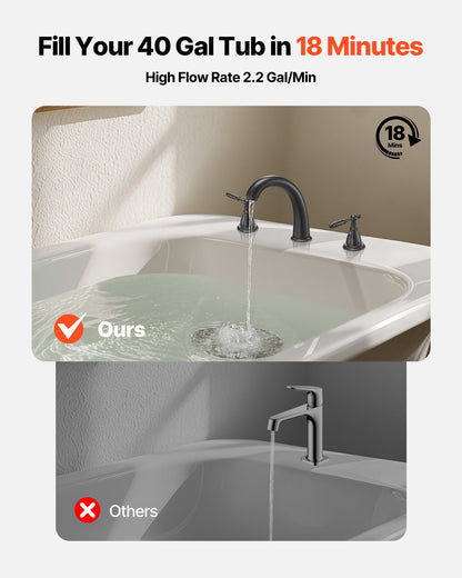 Roman Tub Faucet, Gooseneck Bath Tubs Faucets Set with 2 Handles, Roman Tub Faucets Deck Mount for Baby Care, Adult Bathing, 3 Hole Waterfall Bathtub Faucet, Bronze, High Arc Spout Design